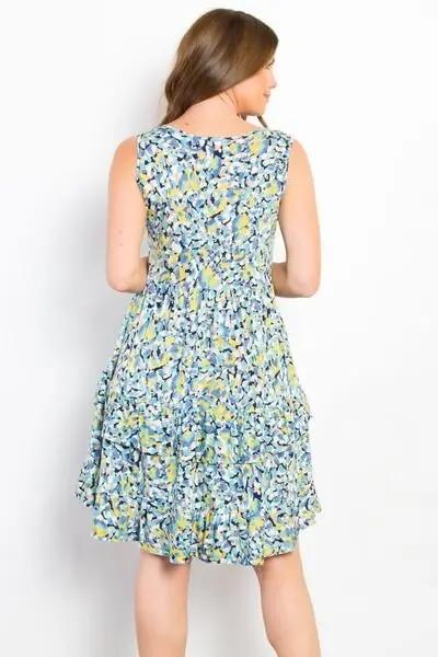Be Stage Full Size Print Wrinkle Free Ruffled Dress for Women - Love Salve
